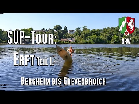 SUP -Tour: Die Erft, Teil 1. 15km in 3:30h. Einsteigertour für Flussfahrten, ideal auch für Familien