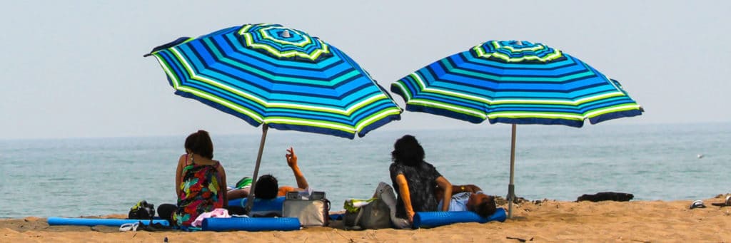 Sonnenschirm Muschelfunktion Ø2m Blau UV Schutz Schatten Strand Garten  Balkon